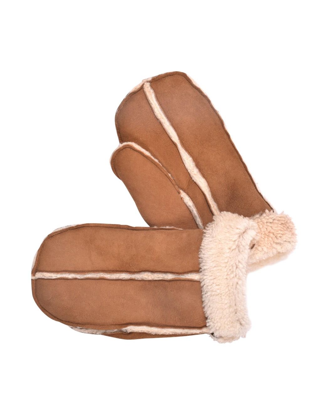 Owen Barry Brown Sheepskin Split Mittens Tan Cream Curly