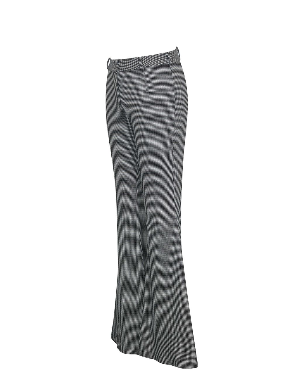 Miss Circle New York Gray Ulli Micro-Houndstooth Flared Pants