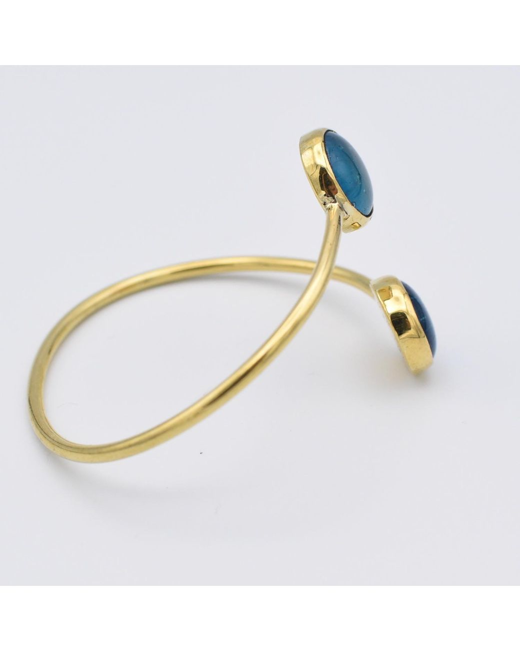 Lala Salama Blue Recycled Brass Glass Bangle