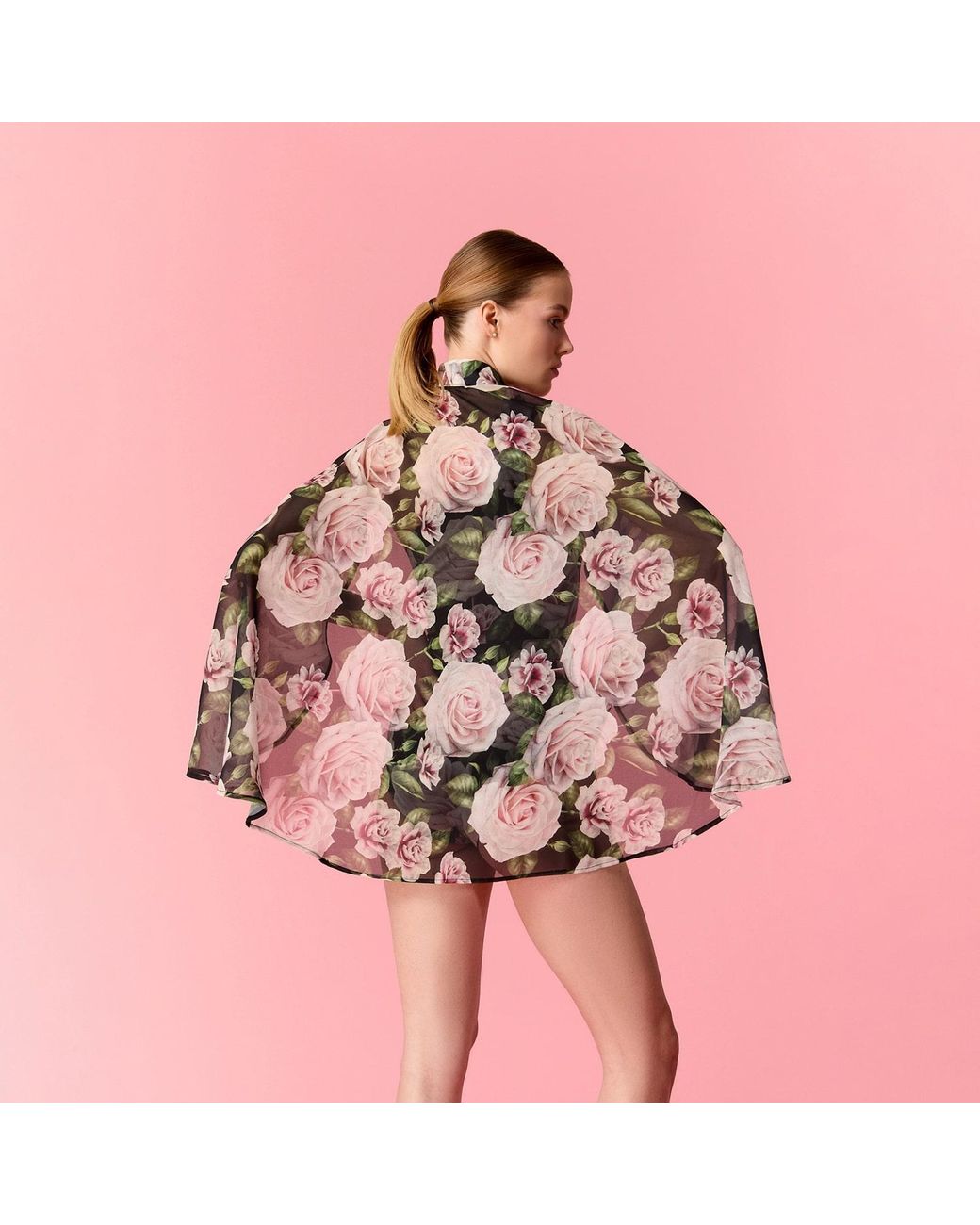 Nur Karaata Pink Capri Bloom Cape