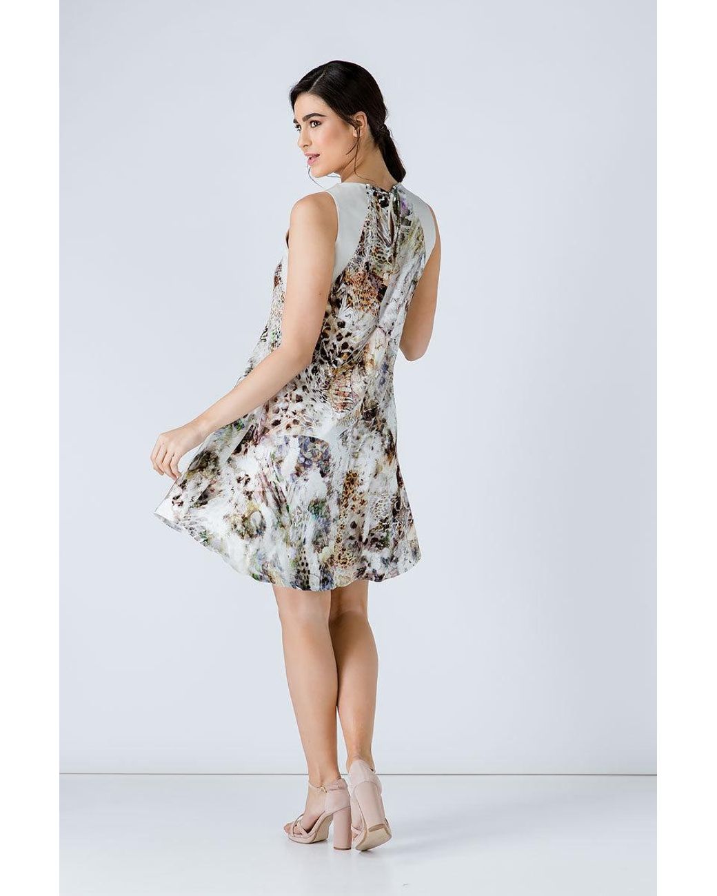 Conquista Natural Abstract Animal Print Dress