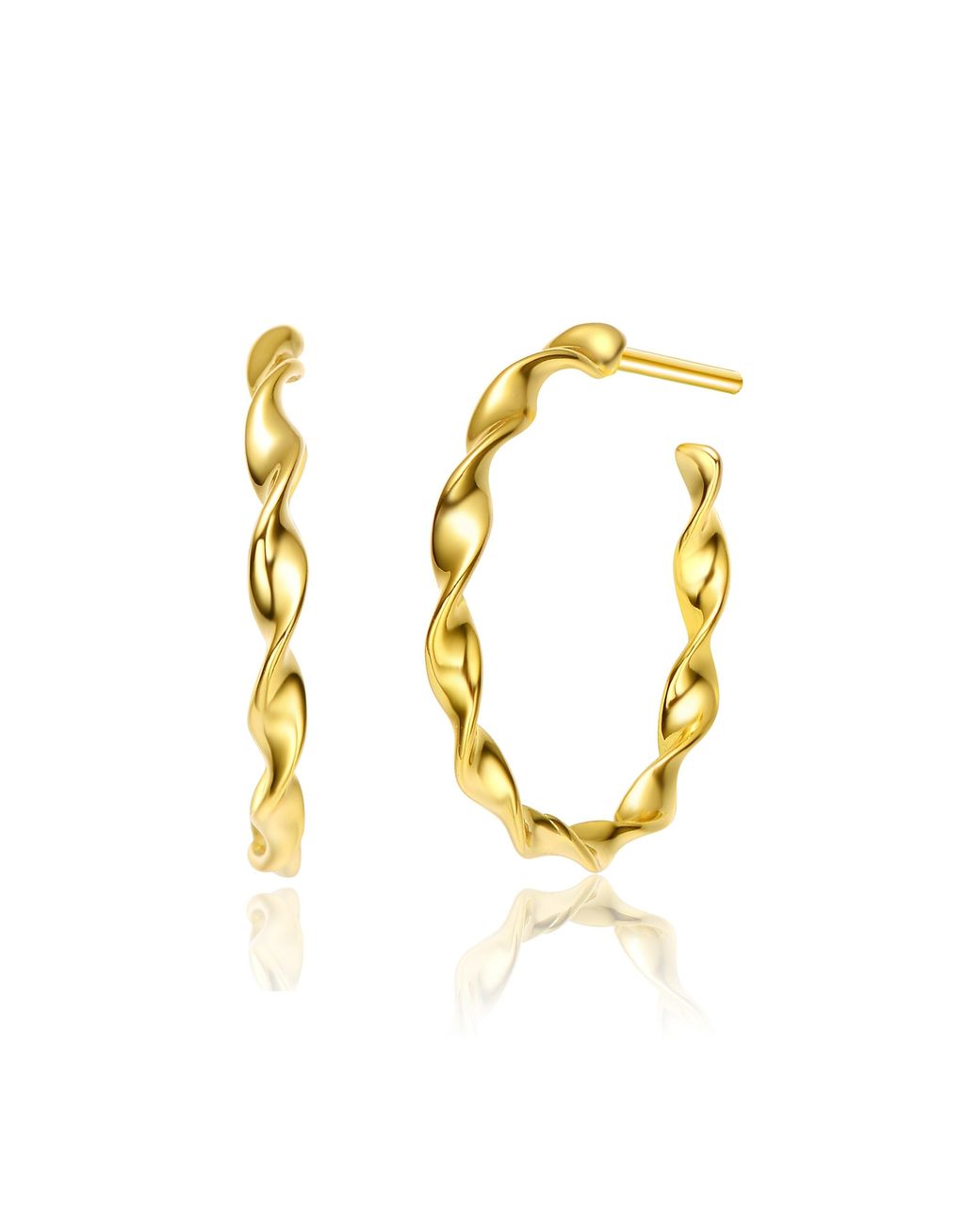 Genevive Jewelry Metallic Rachel Glauber Plated Curved Open Hoop Earrings