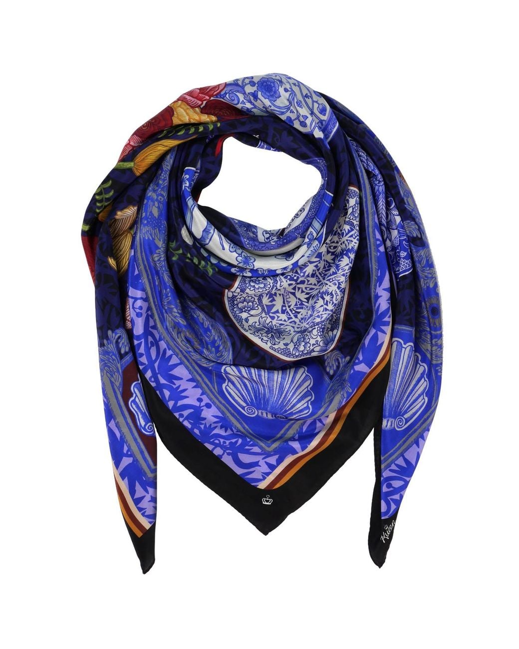 Kueen Blue Silk Scarf