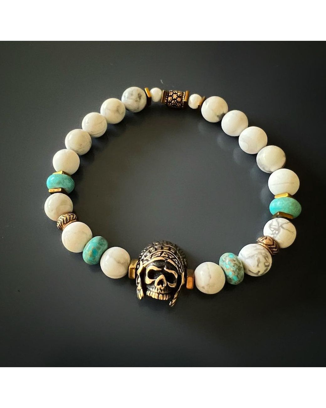 Ebru Jewelry Metallic Spiritual Beaded Indian Bracelet for men