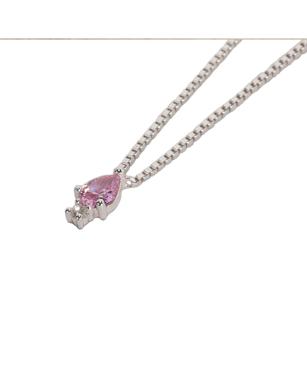 NASI SILVER Pink Pear Atarah Necklace- Crystal Spinel