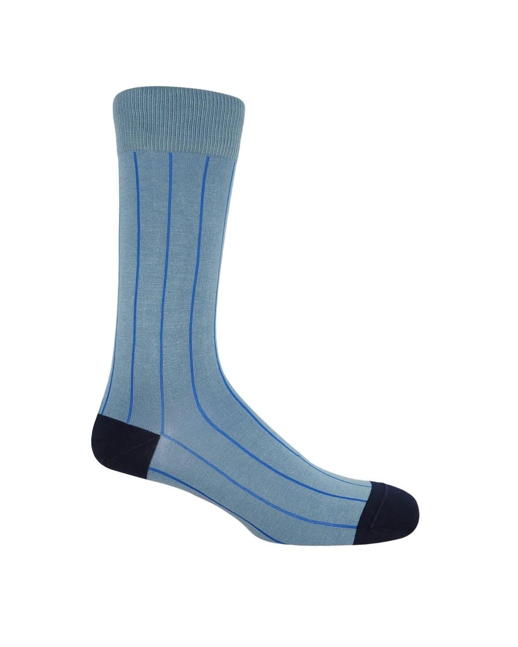 Peper Harow - Made in England Blue Pin Stripe Socks for men