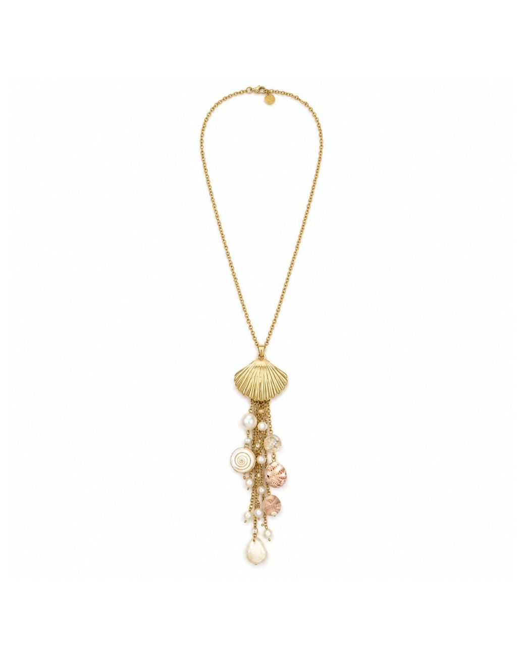 Lalinde Metallic Golden Shell Necklace