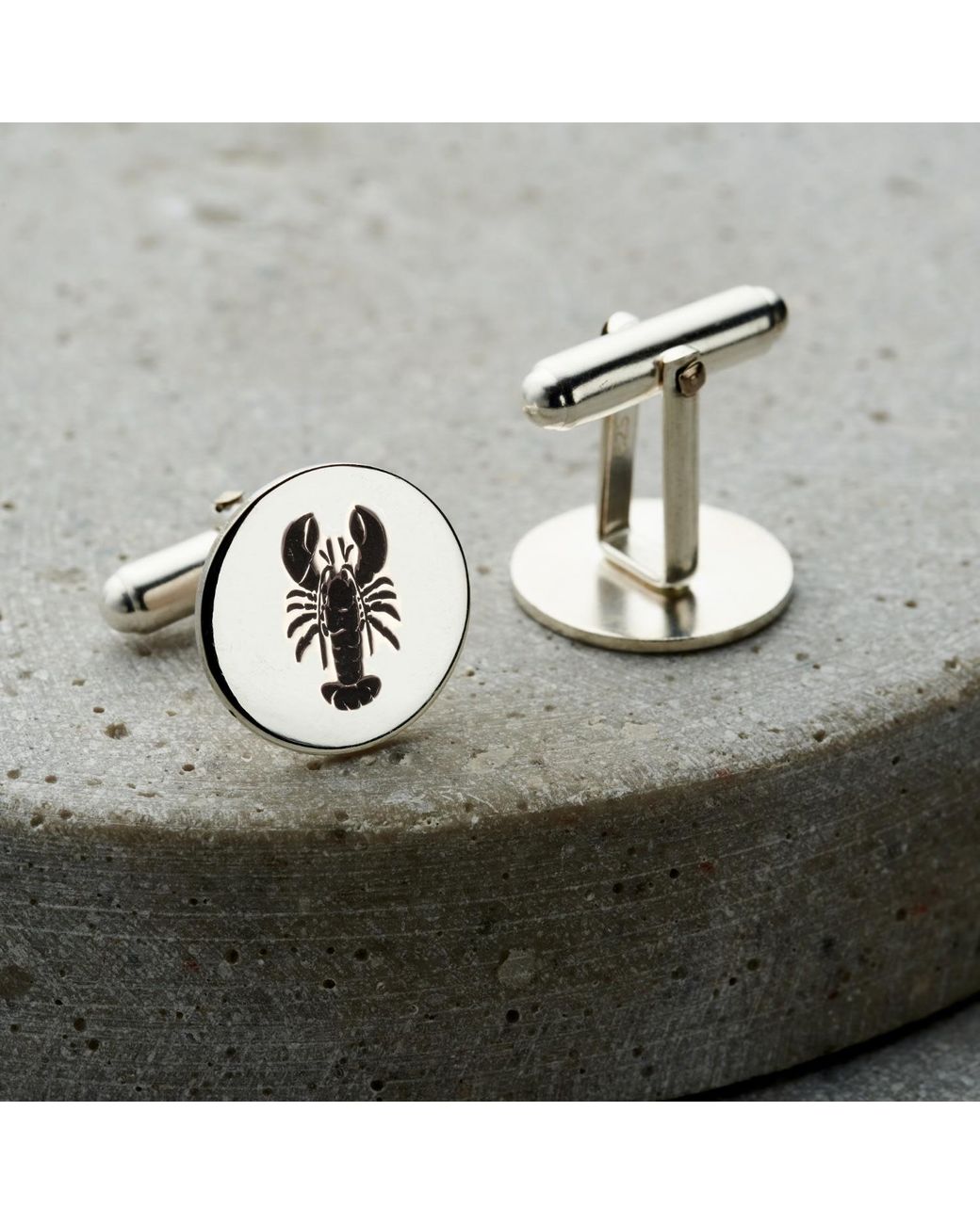 Posh Totty Designs Metallic Lobster Disc Cufflinks for men
