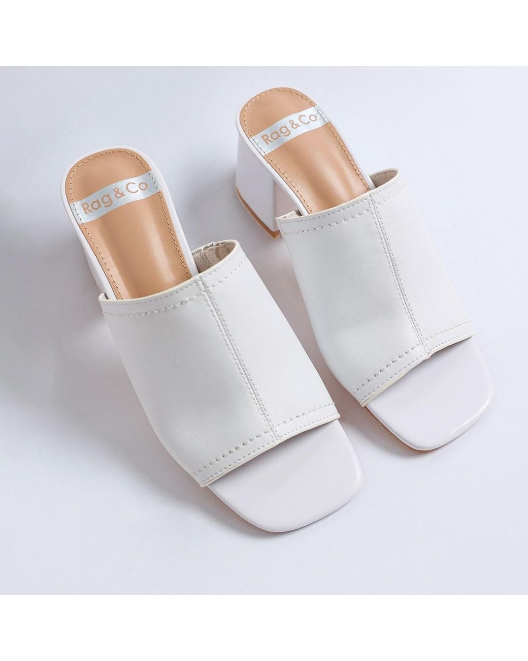 Rag & Co White Wuling Slip-On Soft Leather Heels