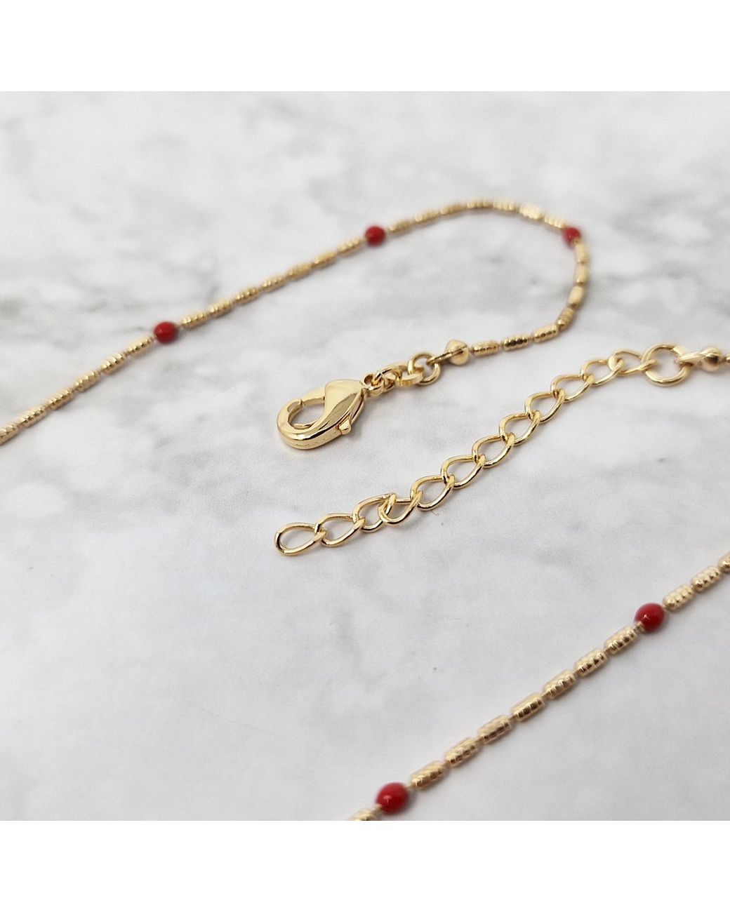 Sophelia Metallic Rouge Beaded Plated Fine Necklace
