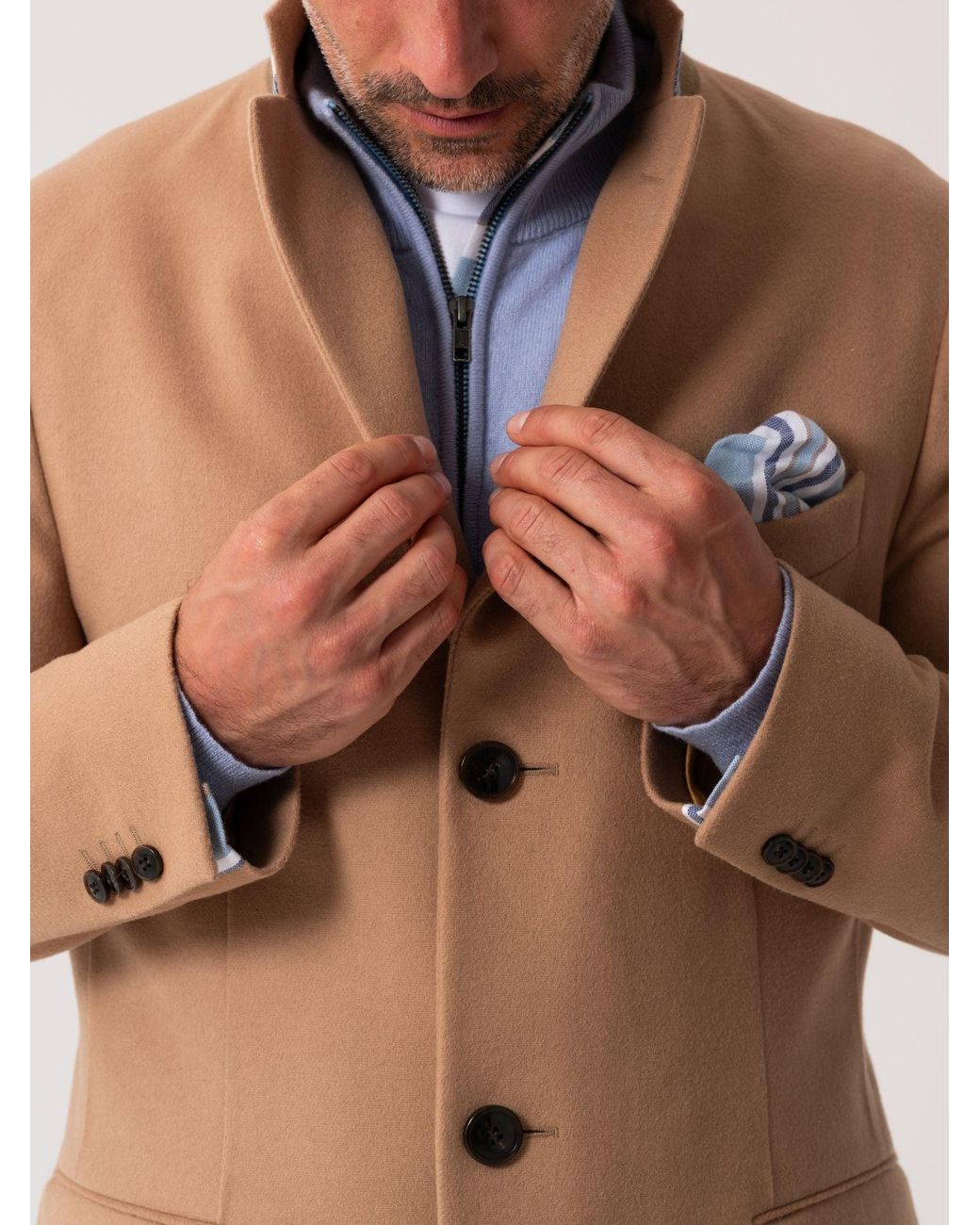 Koy Clothing Brown Neutrals Wool & Cashmere Overcoat for men