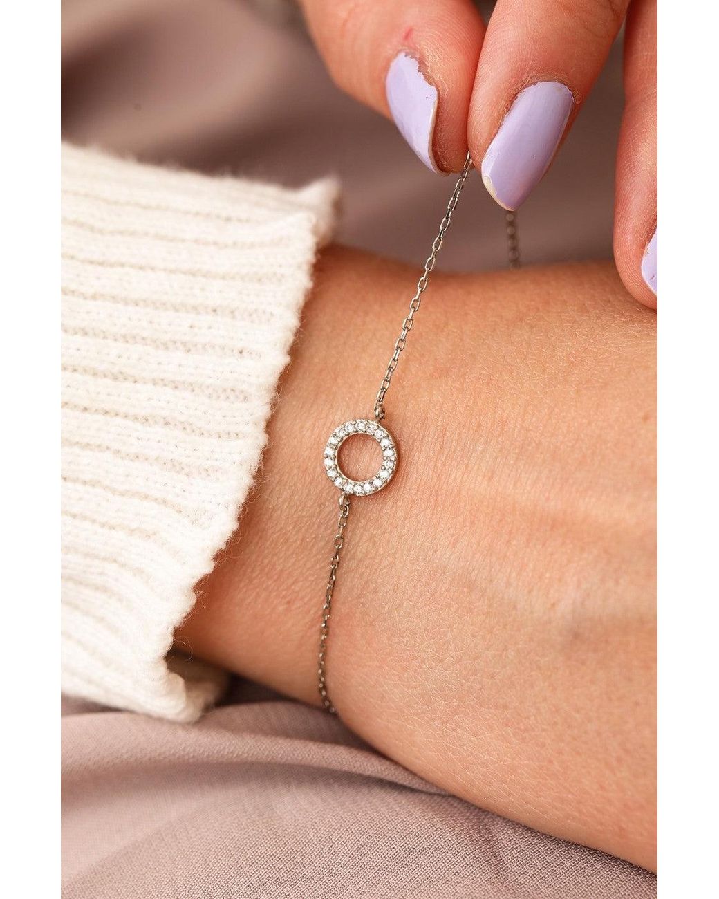 Spero London White Circle Bracelet & Circle Drop Earring Set