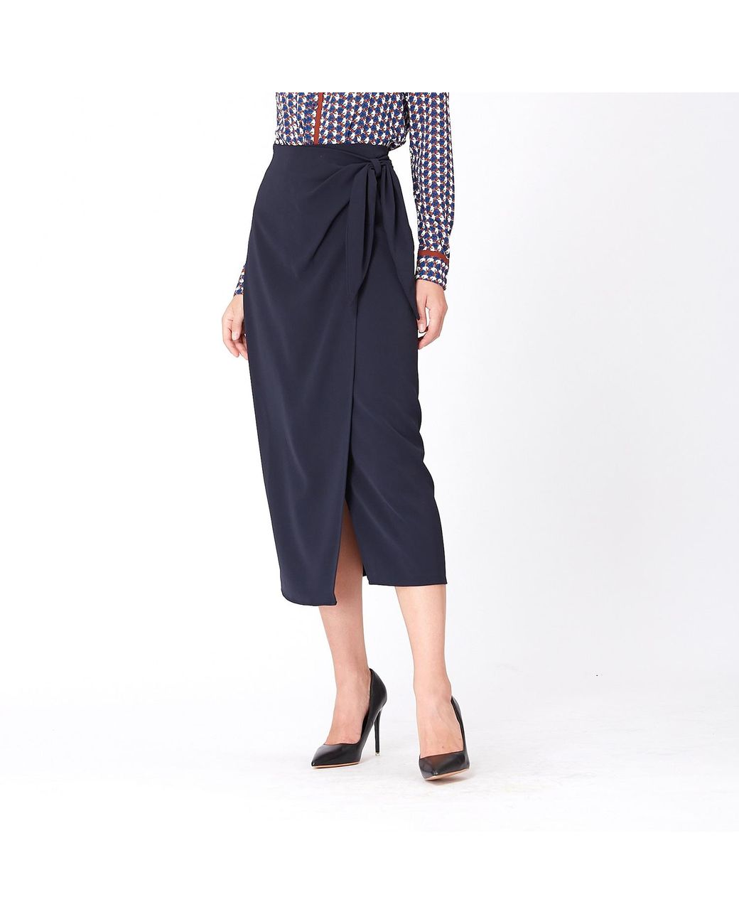 Smart and Joy Blue Wrap Skirt Tied On Side