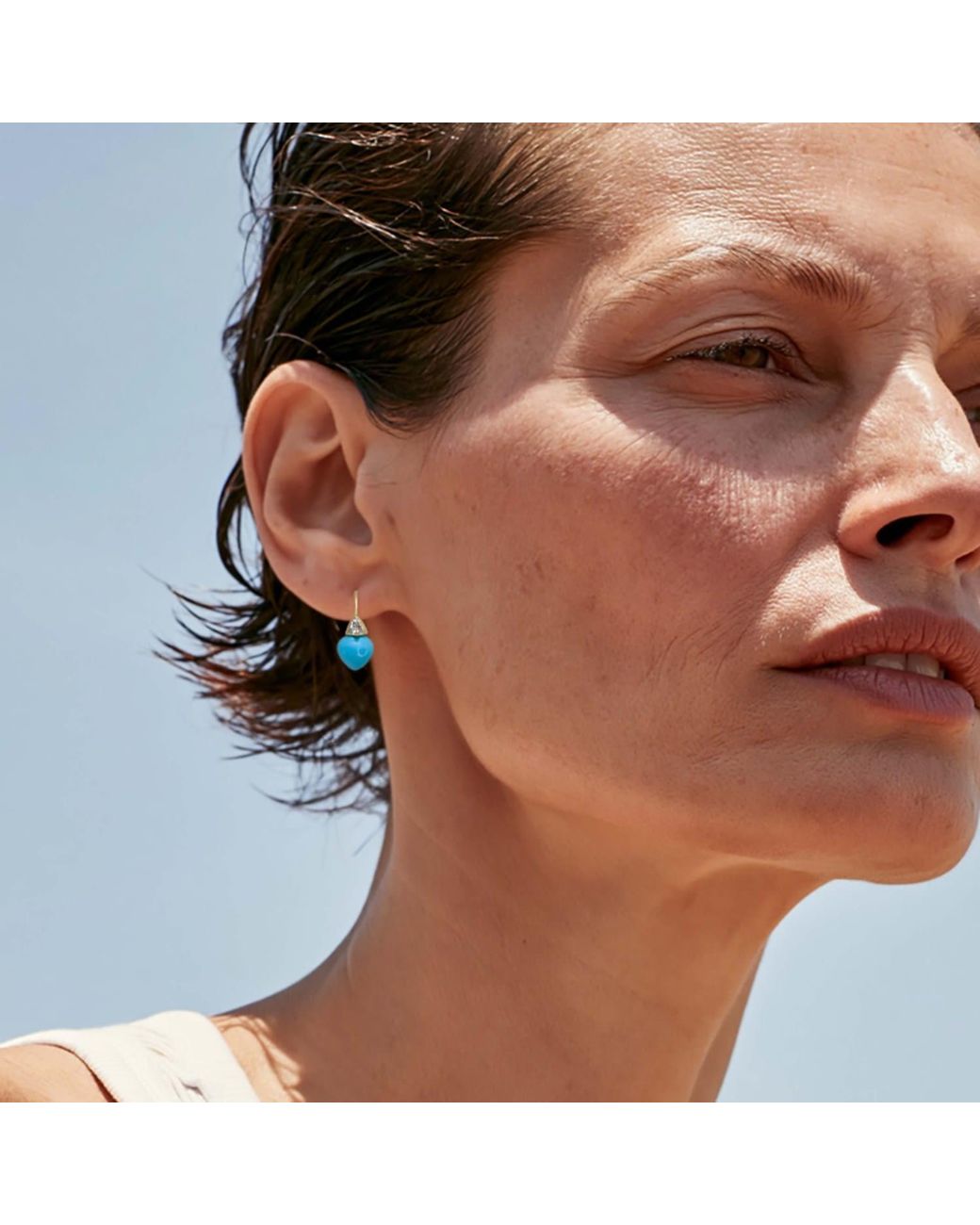 Bombyx House Blue Heart Diamond Drop Earrings