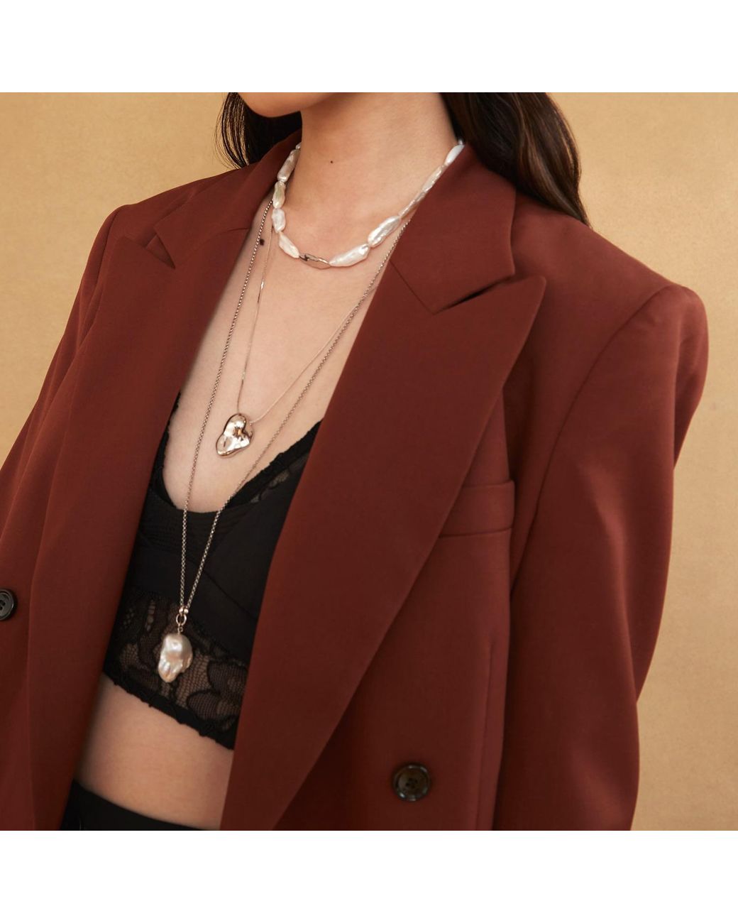 Biko Jewellery Metallic Barroco Pearl Pendant