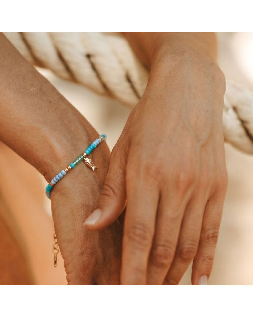 With Love Darling Blue Fish Beaded Bracelet