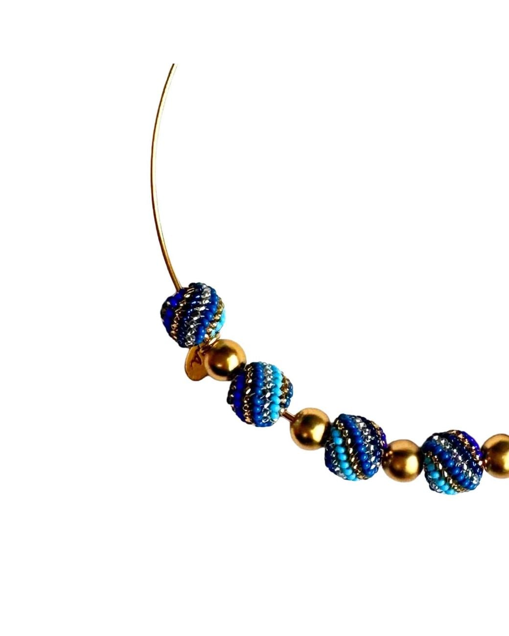 Iliana Arrazola Blue Magic Ball Necklace, Glass Beads, Beaded Jewelry
