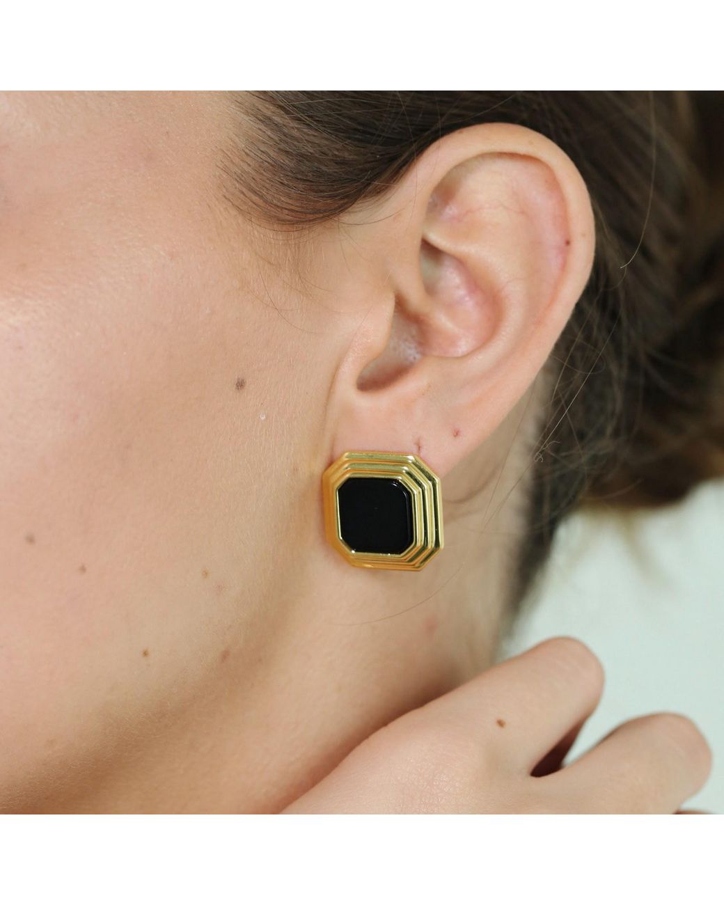 Miss Cecilia Metallic Onyx Deco Studs