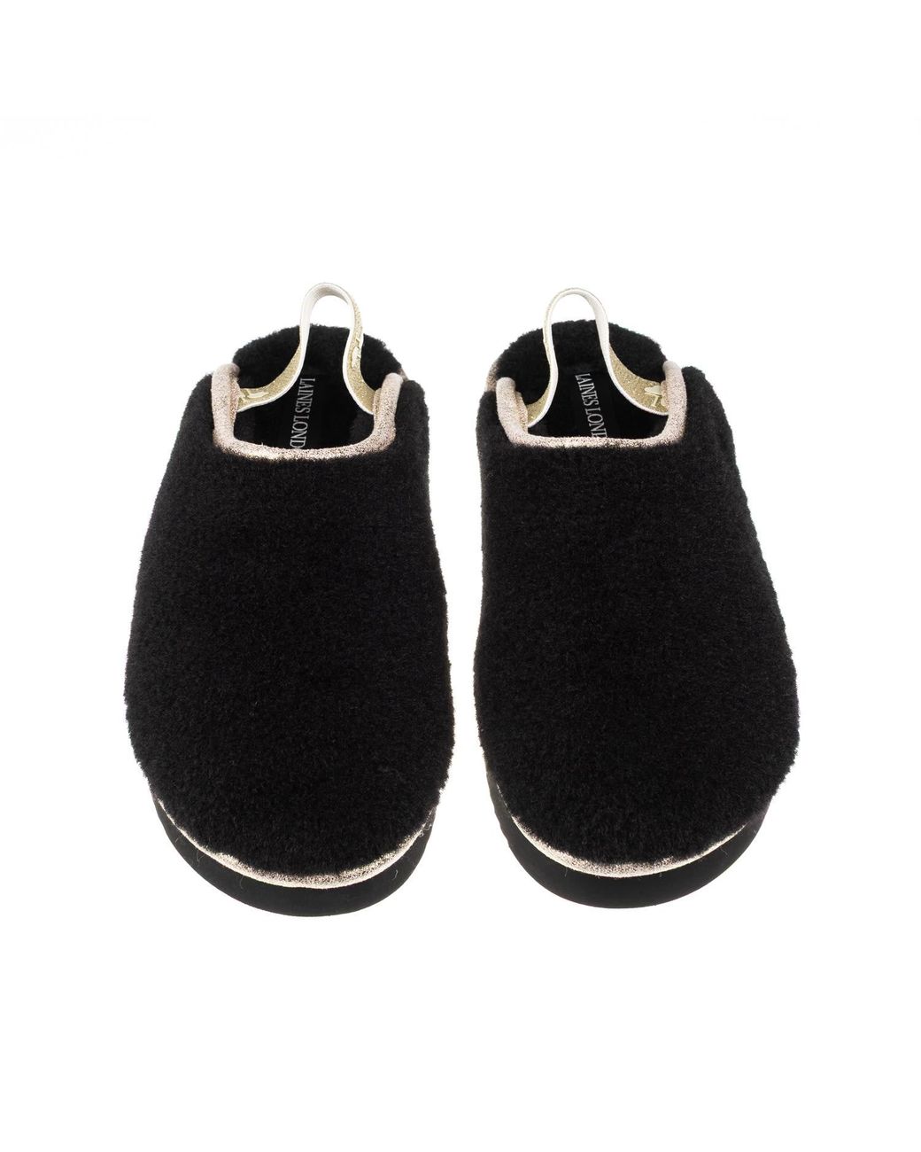 Laines London Black Flatform Cloud Slippers