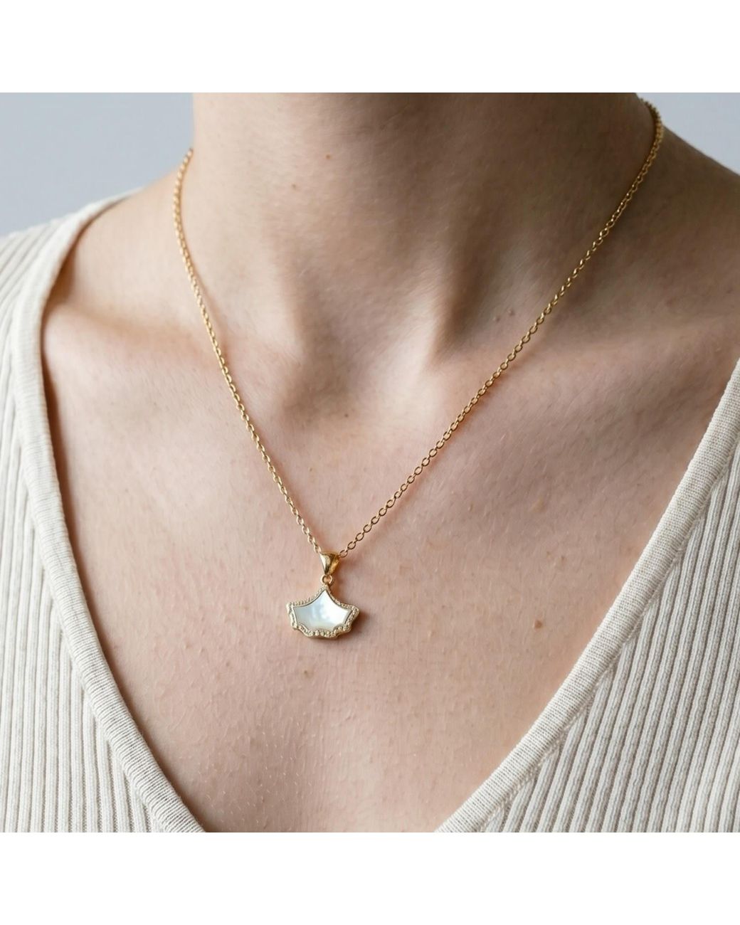 Uchi and Soto Metallic Gingko Pendant Necklace