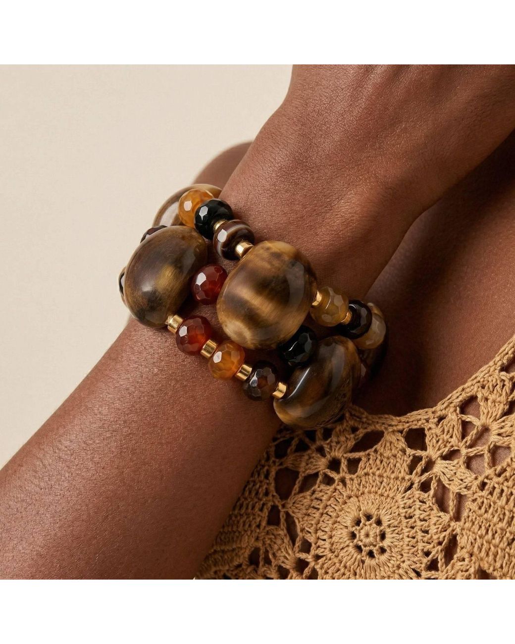 Jaredjamin Brown Gaia Horn & Agate Bracelet