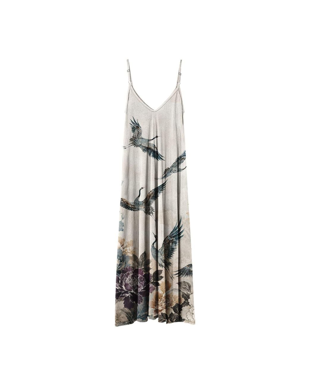 Aloha From Deer White Flying Cranes Maxi Dress