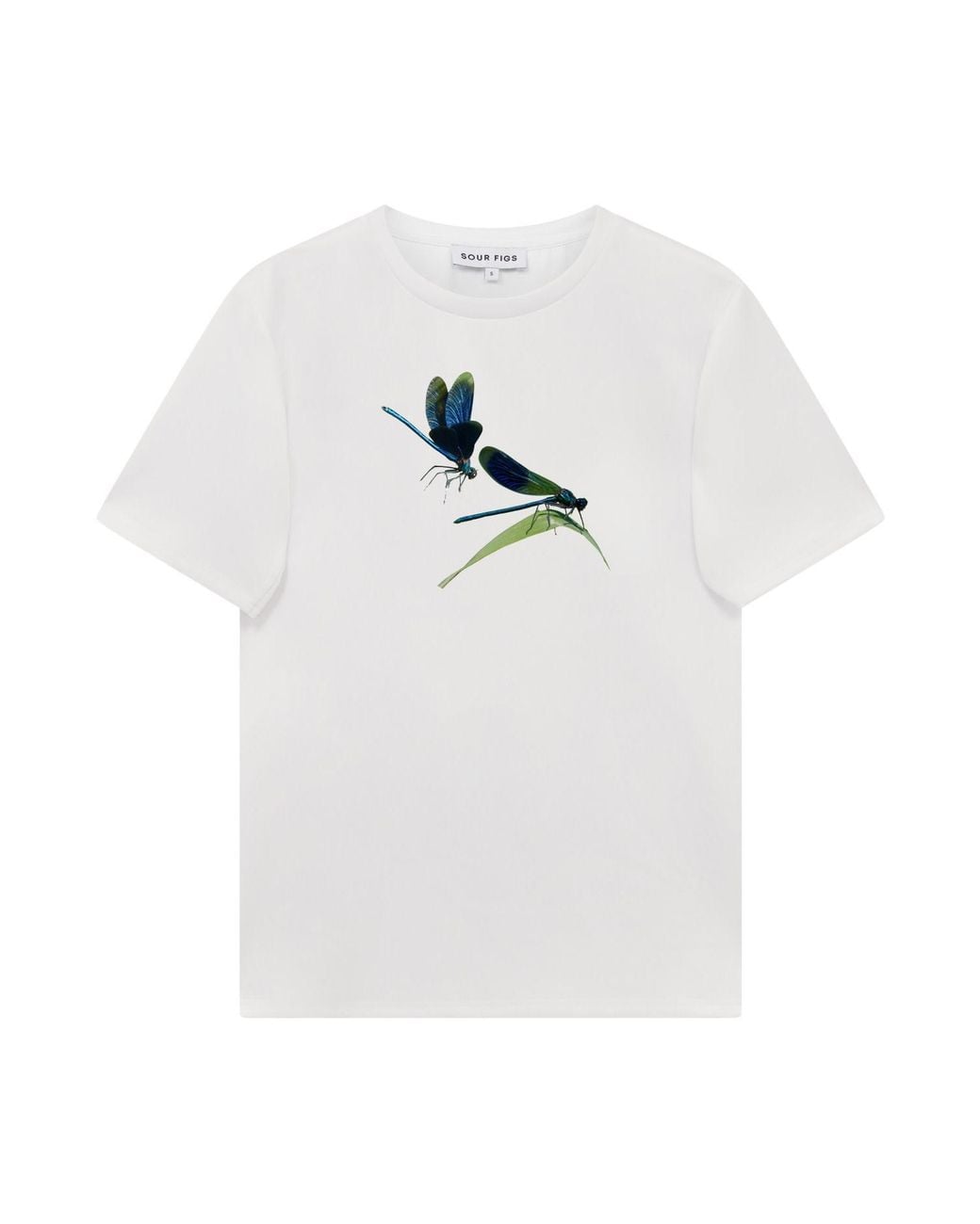 Sour Figs White Metallic Damselfly Print T-Shirt