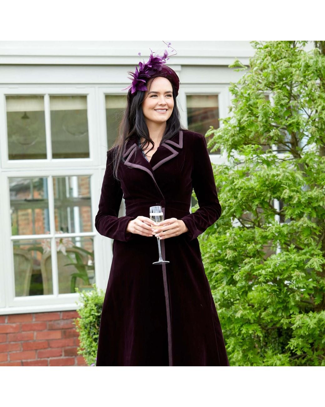 Guinea London Purple Velvet Dress Coat