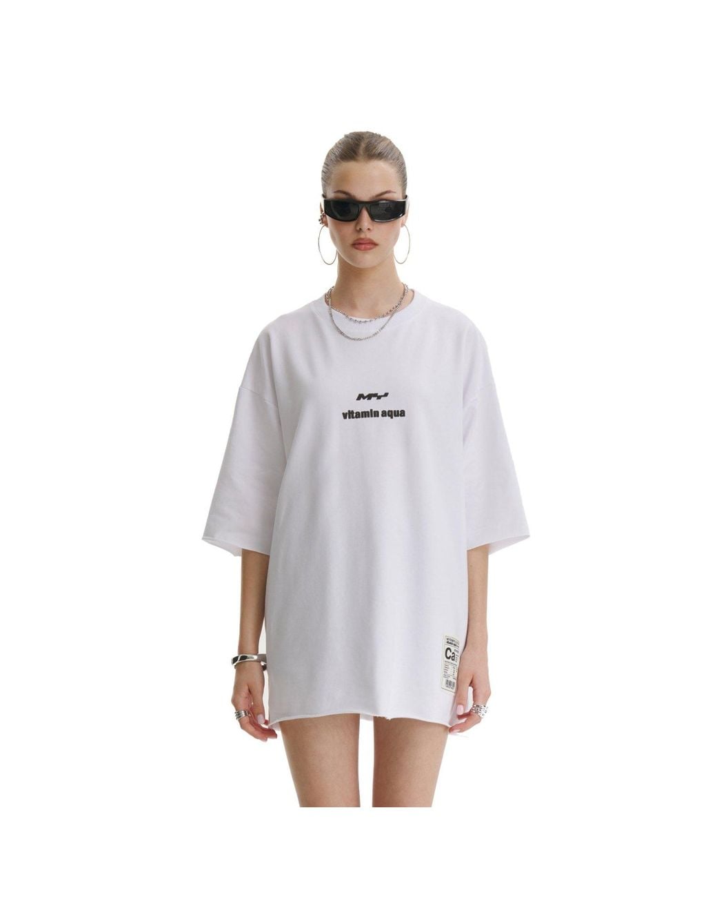mysimplicated White Oversized T-Shirt With Vitamin Club Design W
