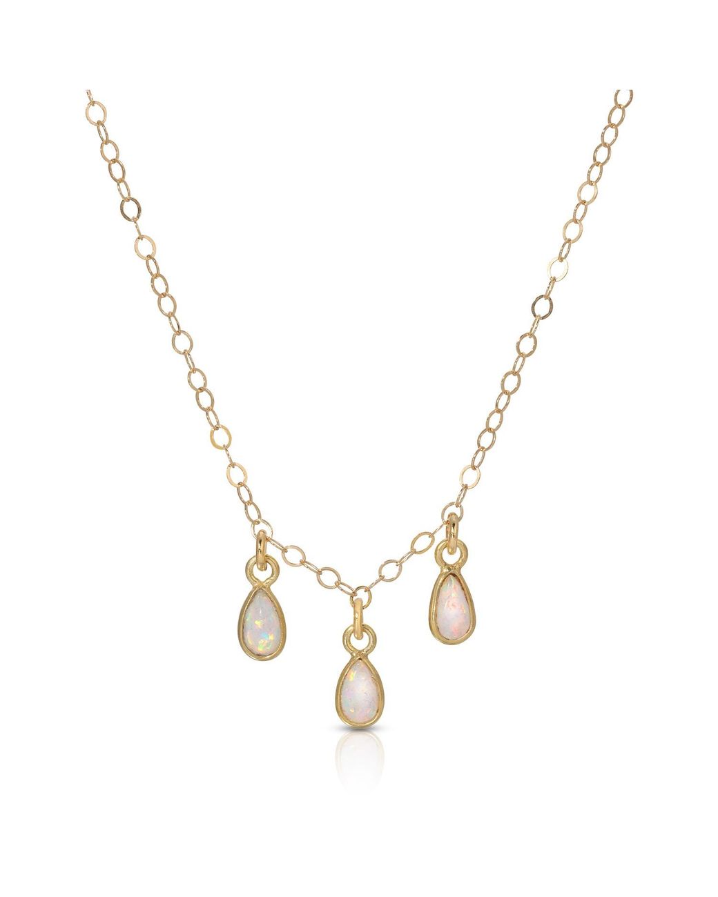 Native Gem Metallic Raindrops Trio Opal Necklace