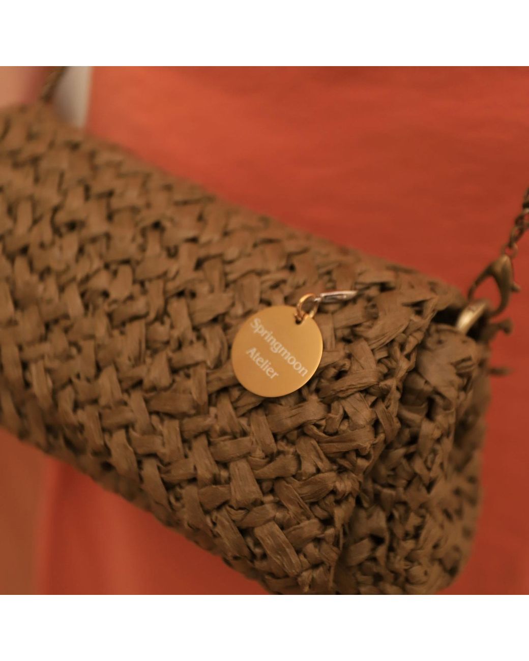 Springmoonatelier Metallic Raffia Shoulder Bag