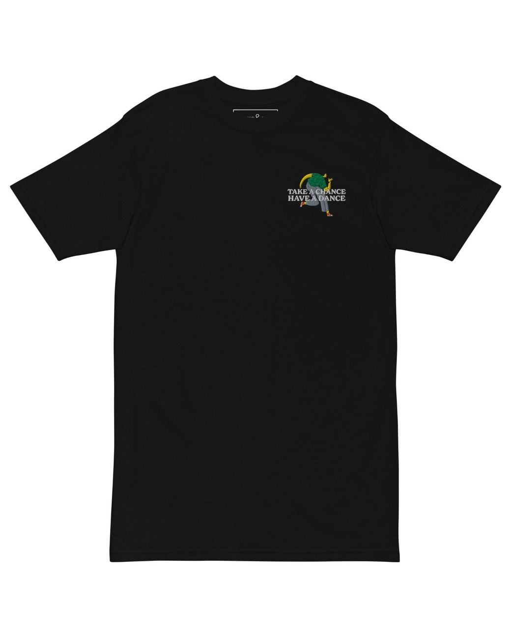 Anchor and Crew Black Take A Chance Have A Dance Disco! Heavy Cotton Embroidered T-Shirt