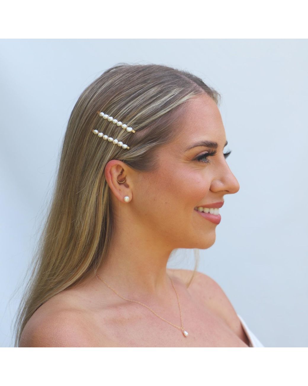 Kiri & Belle Metallic Alyssa Freshwater Pearl Hair Slide