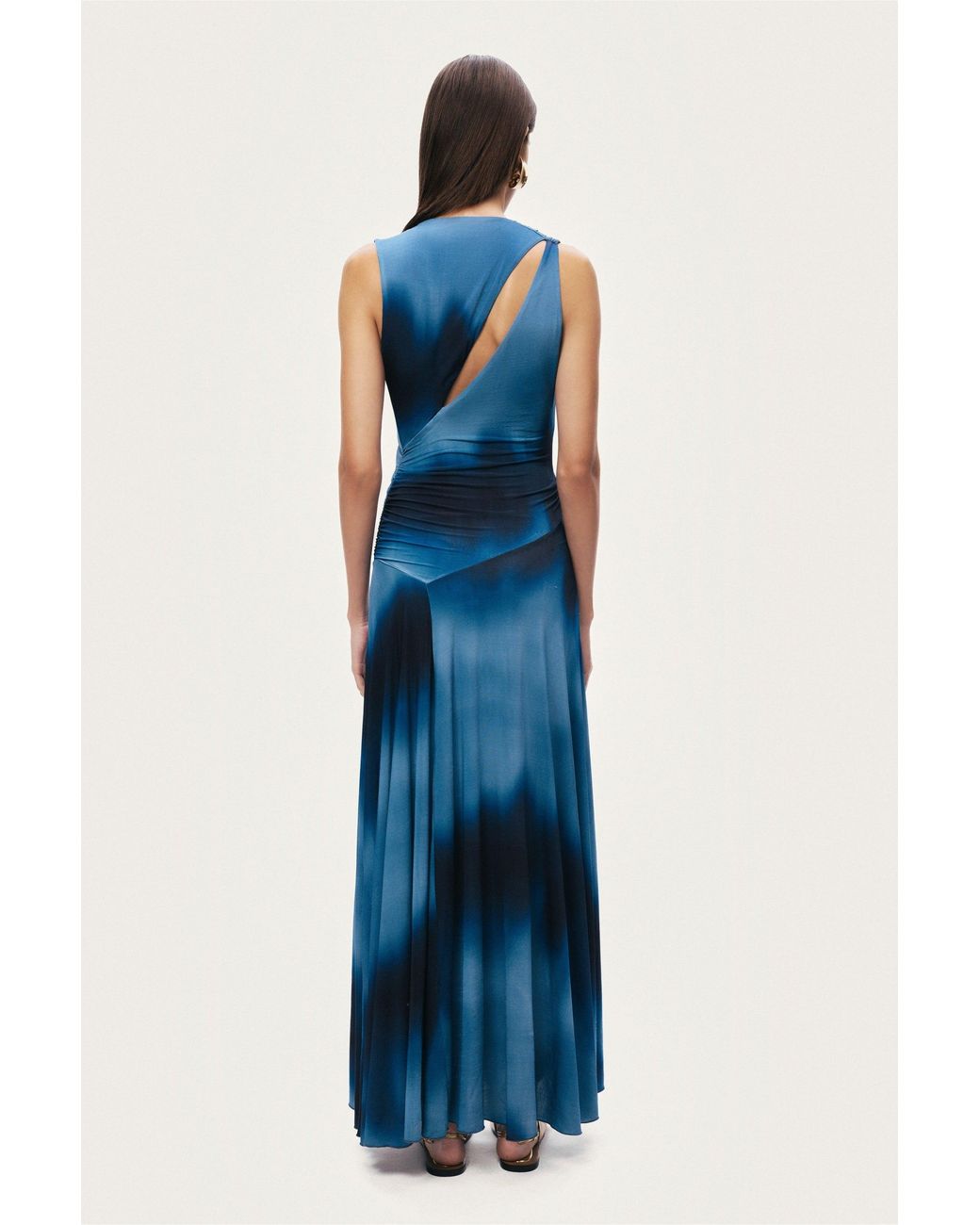 Nocturne Blue Draped Asymmetric Maxi Dress