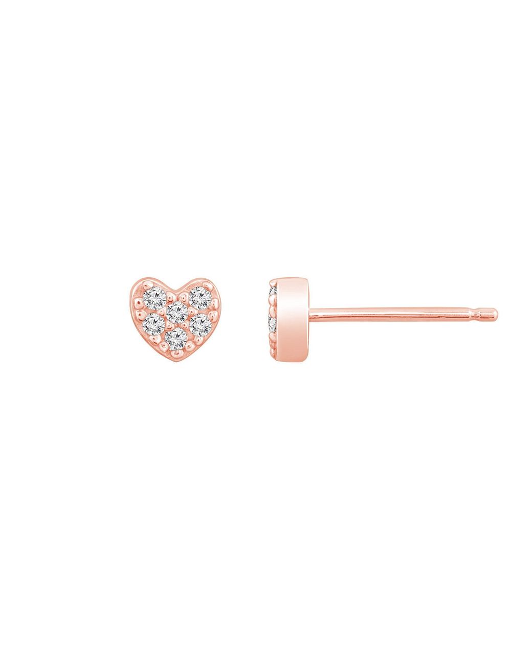 Diamonbliss Pink Tiny Stud Earrings, Heart, Rose