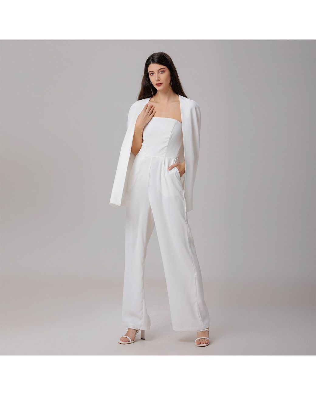 Smart and Joy White Minimalist Evening Cape