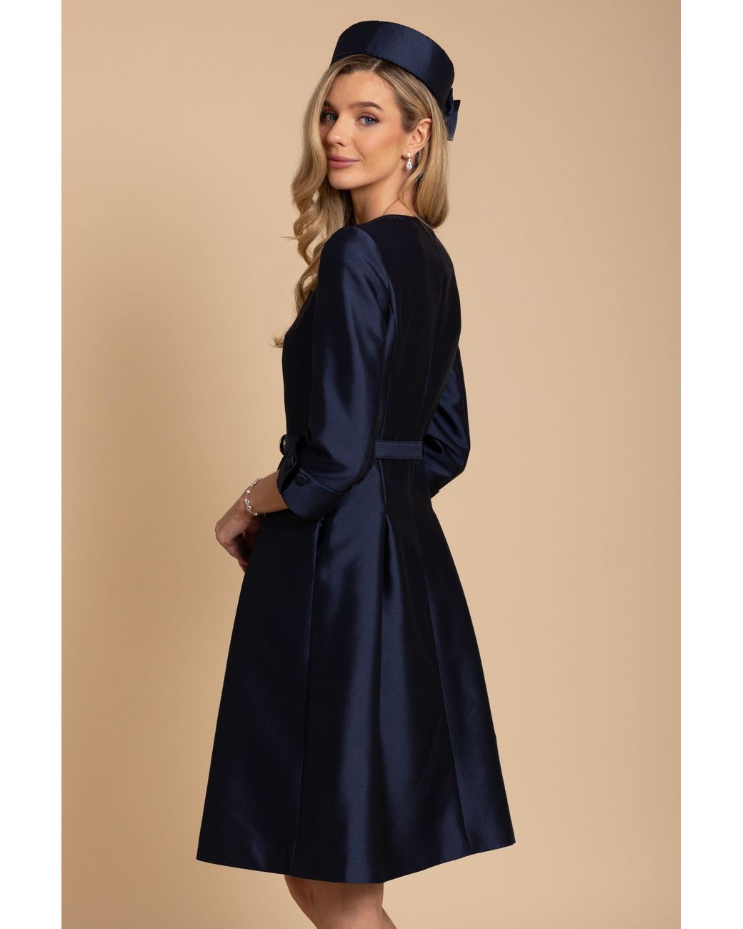 Santinni Blue 'Spencer' Silk & Wool Dress