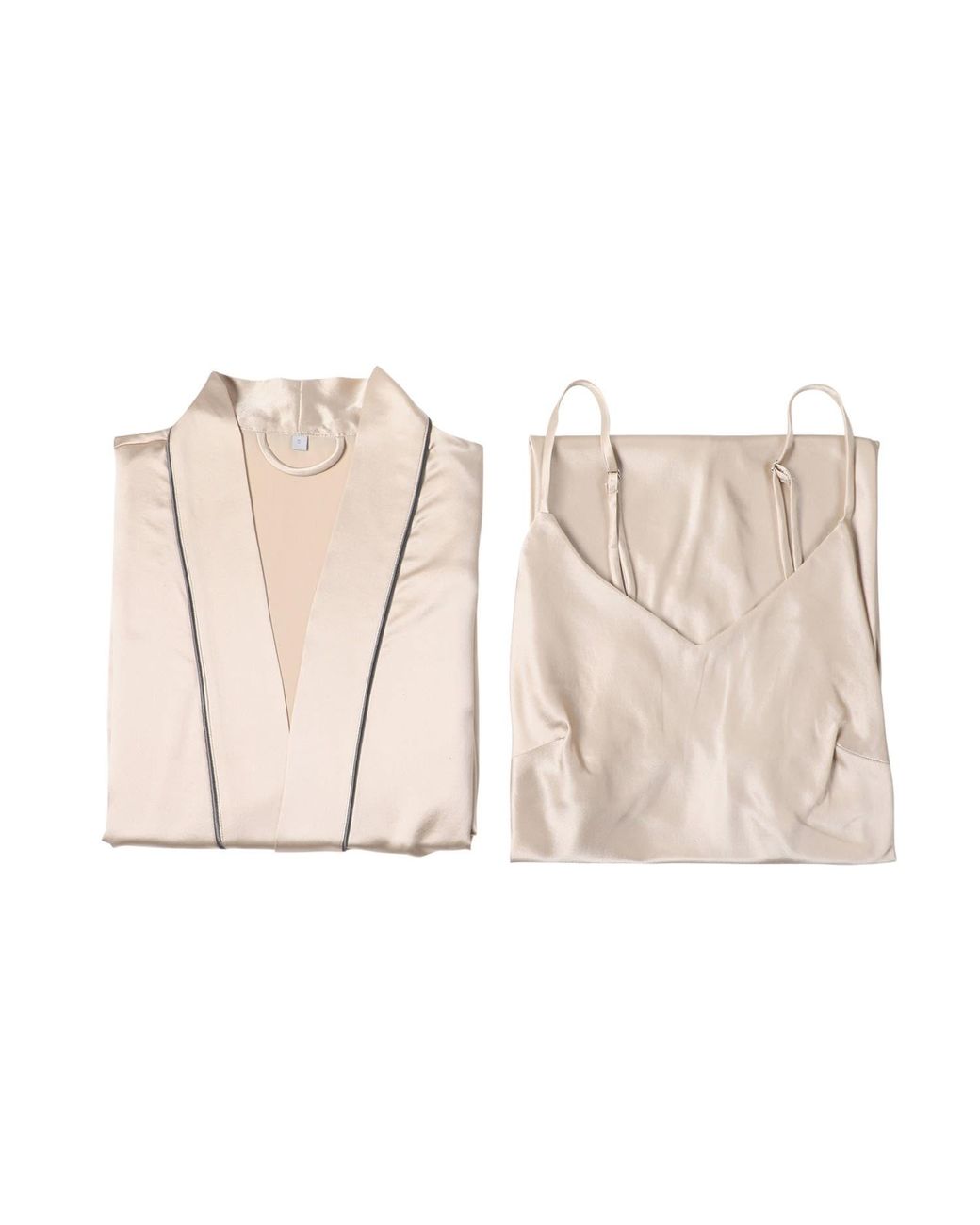 Soft Strokes Silk Natural Neutrals Pure Silk Kimono Robe And Slip Dress Gift Set