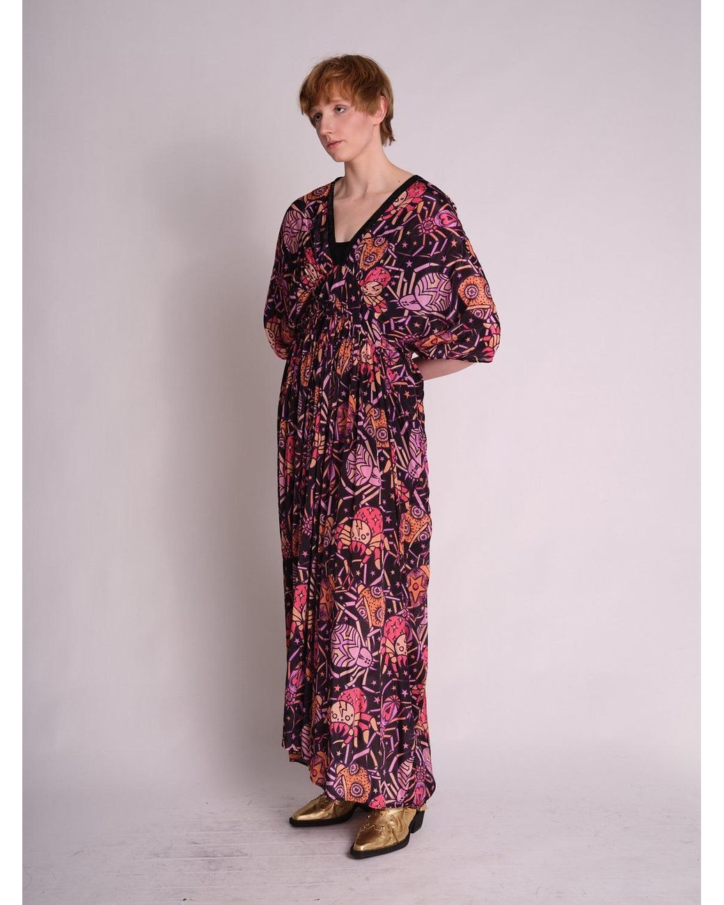 Any Old Iron Purple Spiders From Mars Kaftan Dress