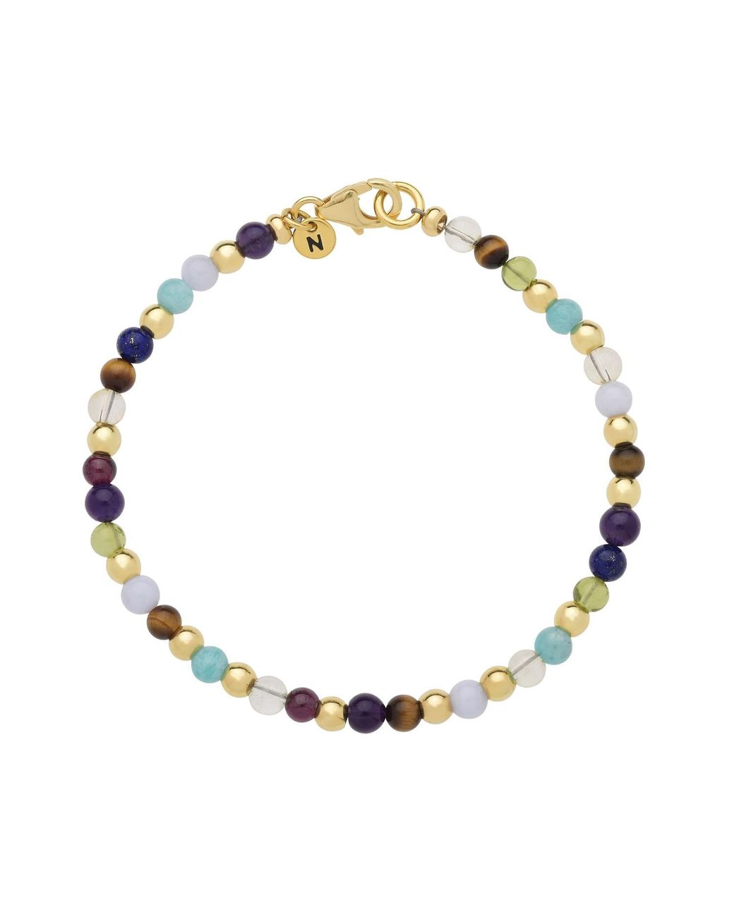 Nellou Jewellery Metallic Multi Gemstone Bracelet Plated Sterling