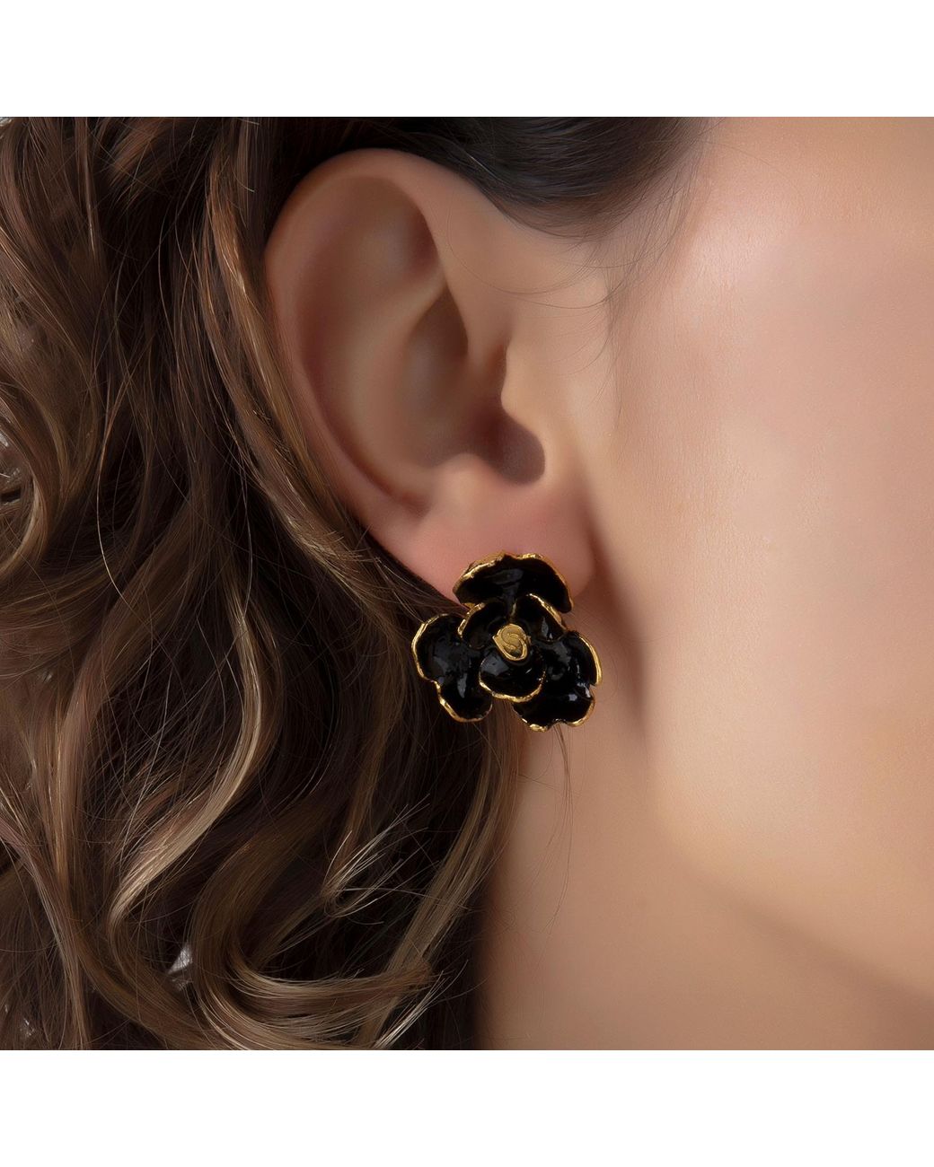 Milou Jewelry Black Rose Flower Earrings