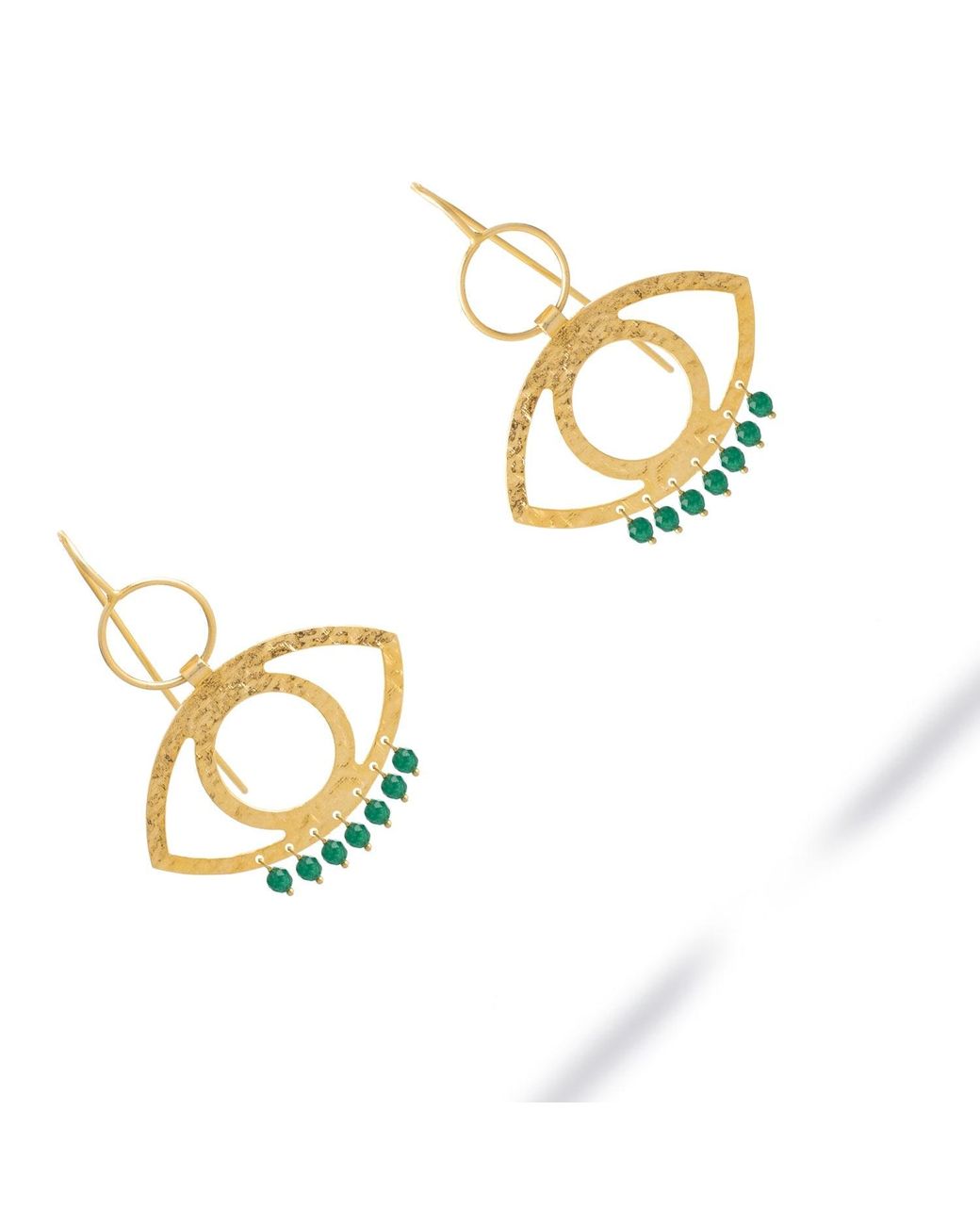 Ebru Jewelry Metallic Cleopatra's Eye Jade Earrings