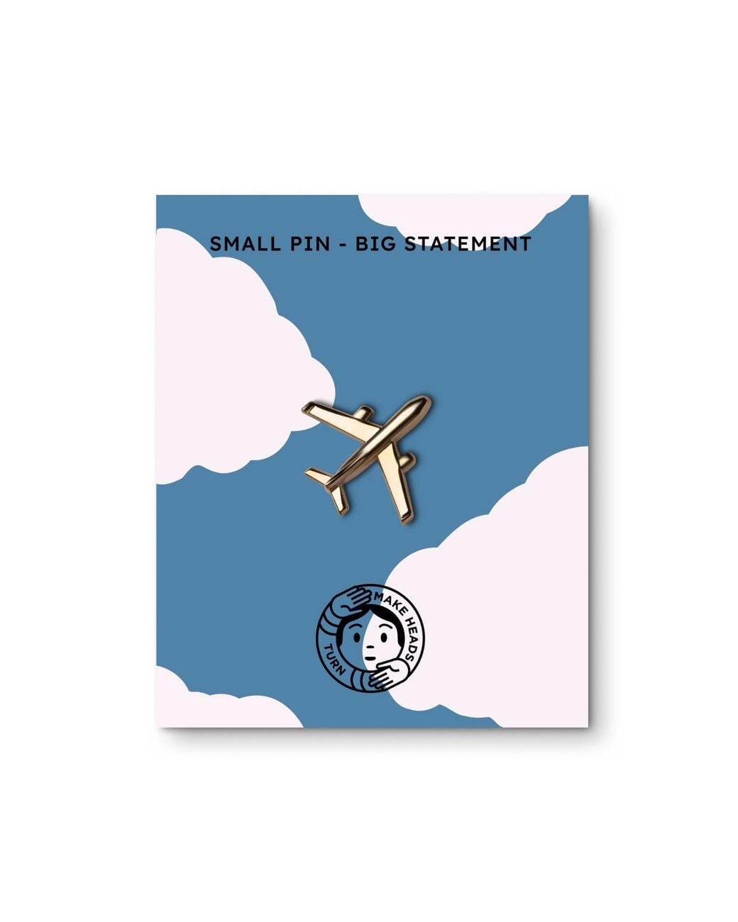Make Heads Turn Metallic Golden Metal Pin Plane