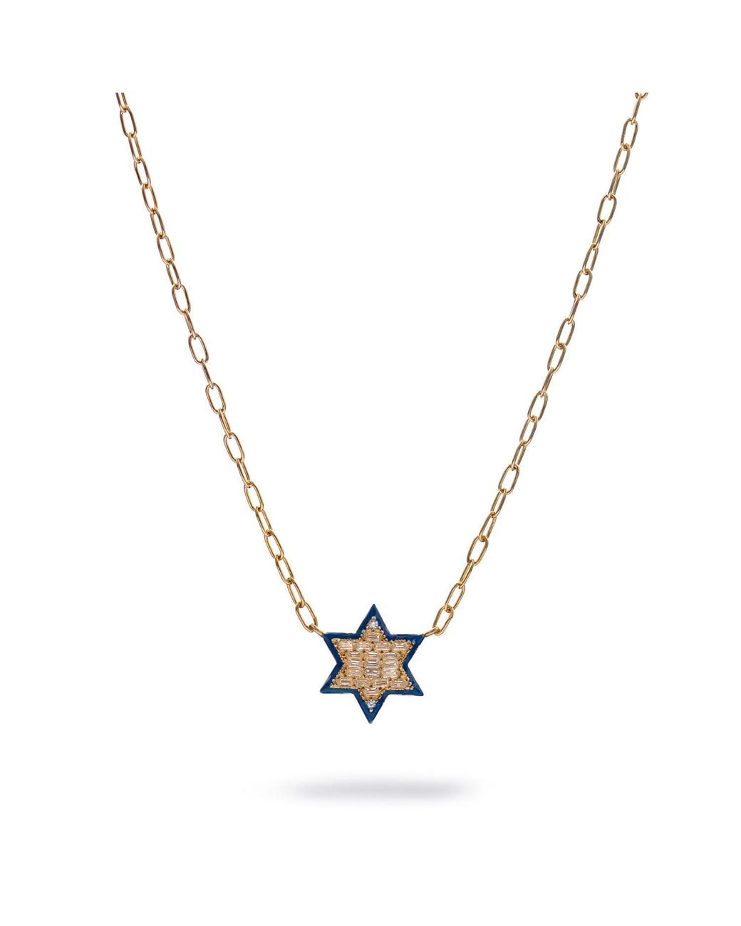 Ebru Jewelry Metallic Divine Star Of David Enamel Necklace