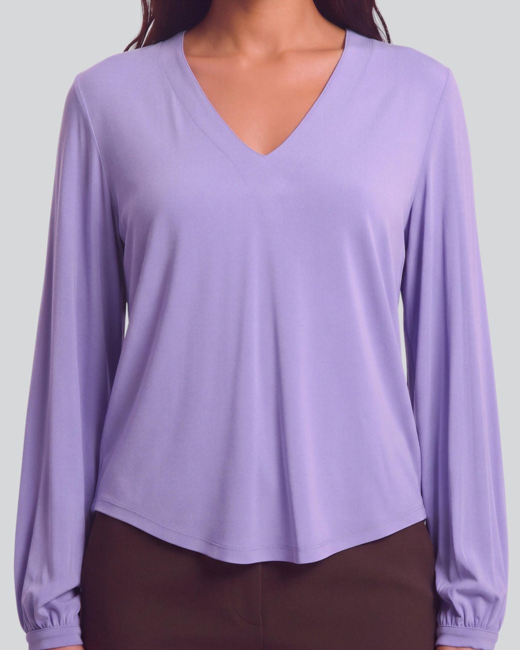 Lords of Harlech Blue Val Dawn Lyocell Stretch V-Neck Top