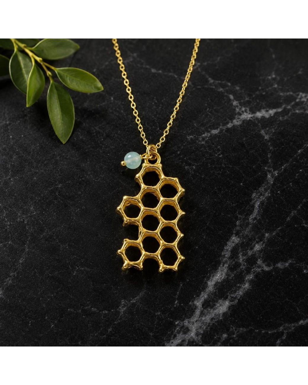 Mother Nature Jewelry Metallic Honeycomb Pendant, Handmade Nature Necklace