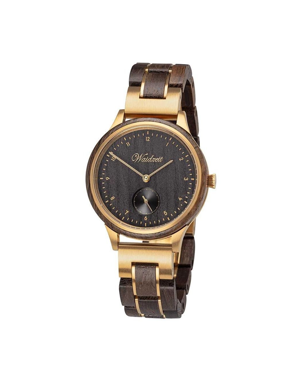 Waidzeit Metallic Mystic Watch With Wooden Strap