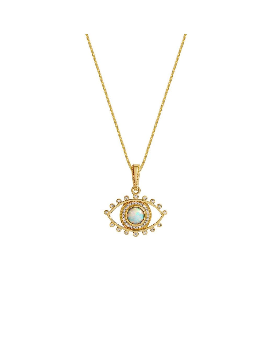 Karma and Luck Metallic Luminous Guard Opal Evil Eye Necklace