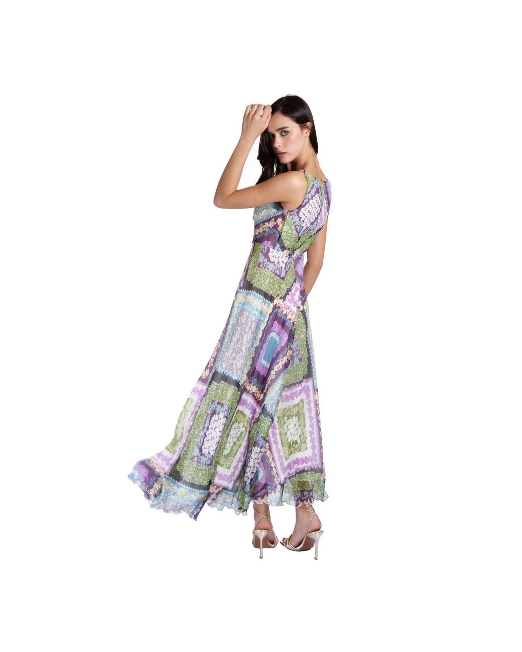 Sofia Tsereteli Purple Multi-color Silk Dress