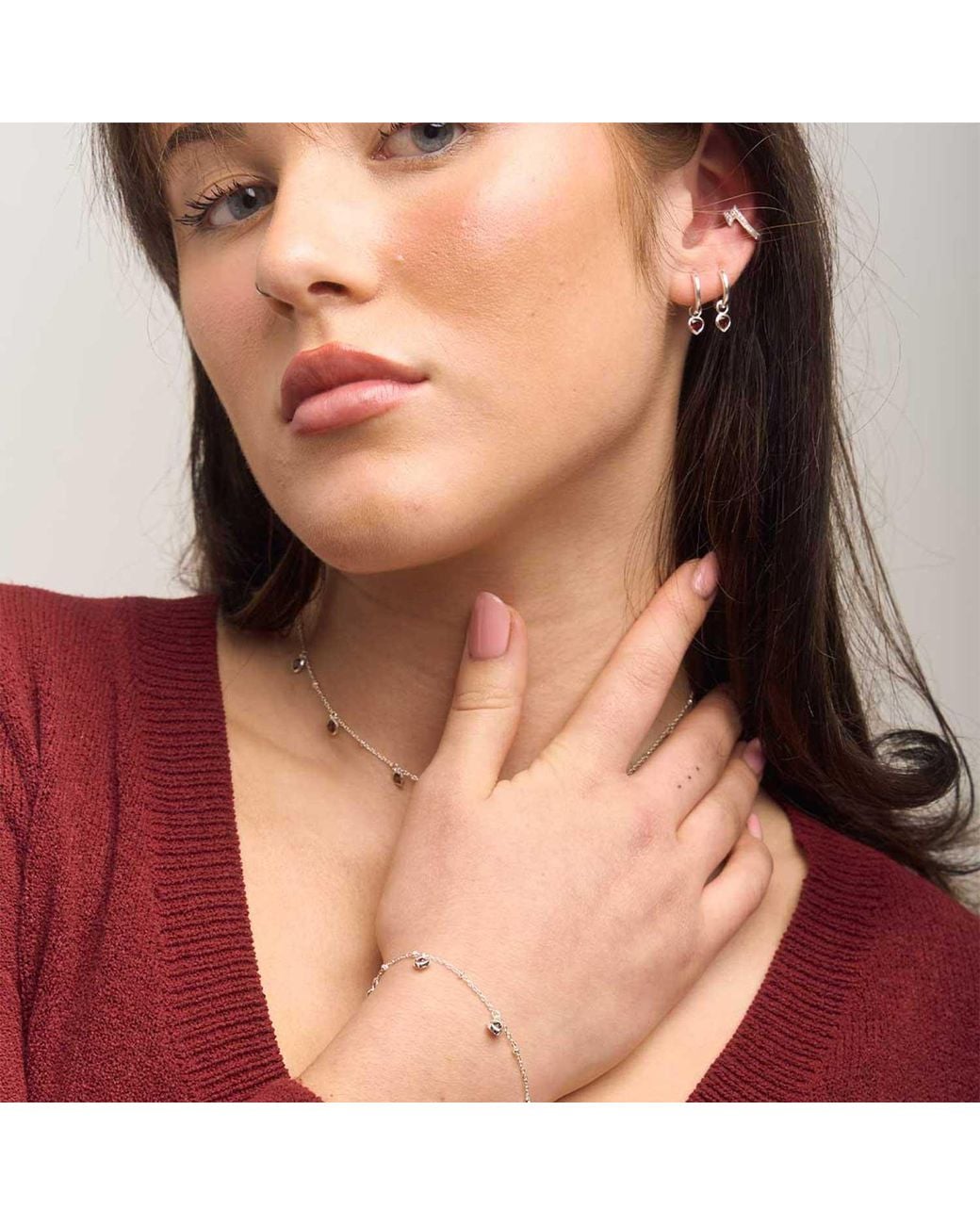 Moon London Metallic Mani Garnet Heart Necklace